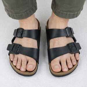 Birkenstock Arizona Black Leather Mens Sz 10 / 10.5 Eu 43 Comfort Sandals